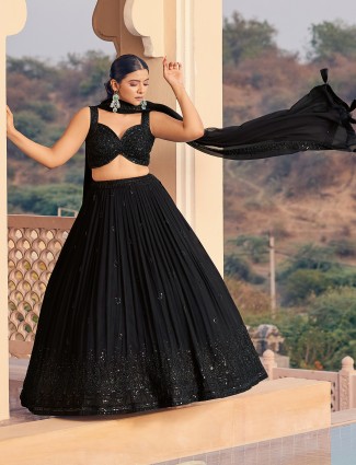 Beautiful georgette black lehenga choli