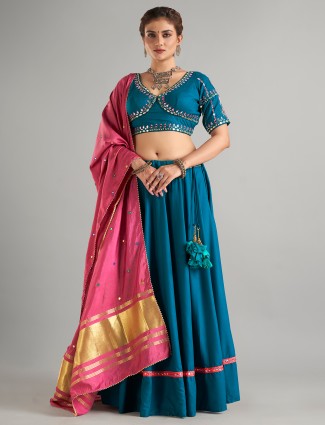 Stunning rama blue lehenga choli