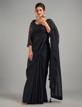 Attractive black georgette saree