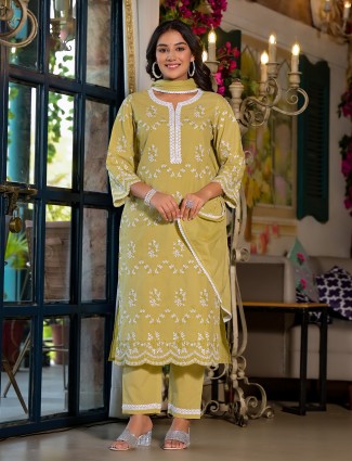 Latest lime yellow kurti set