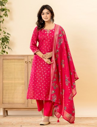 Pretty pink kurti set with dupatta