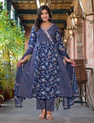 Gorgeous floral printed Navy kurti set