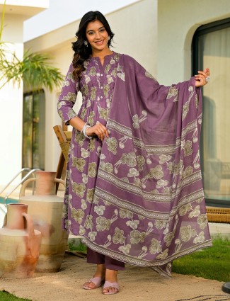 Stunning purple kurti set with dupatta