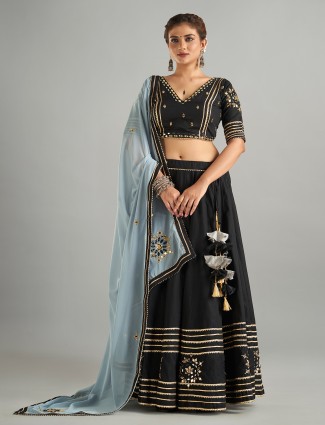 Cotton black lehenga choli