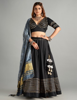 Elegant black cotton chaniya choli