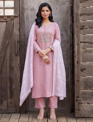 Light pink cotton salwar suit for festive