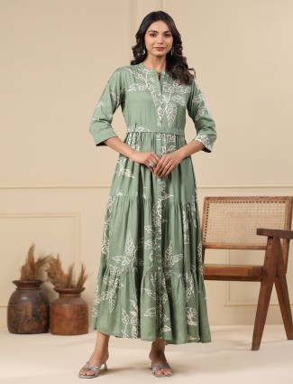 Latast green cotton long kurti