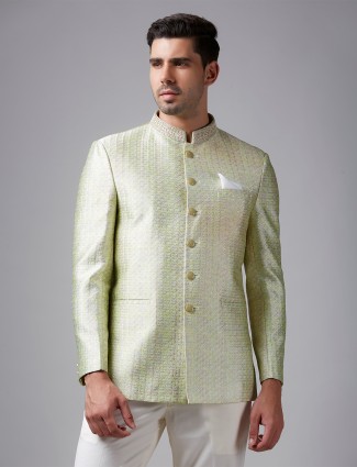 Light green silk texture jodhpuri suit