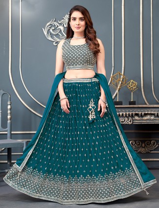 Elegant georgette rama blue lehenga choli