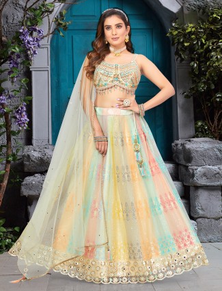 Newest multi color net lehenga choli