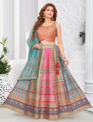 Trendy multi color printed lehenga choli