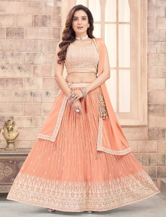 Latest peach lehenga choli with dupatta