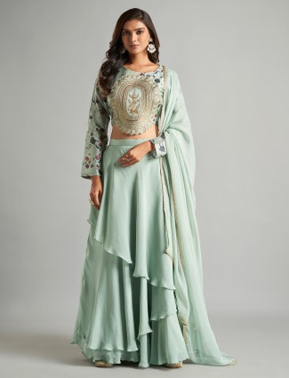 Stunning pista green lehenga choli