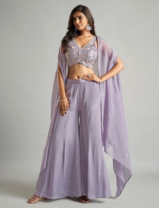 Lilac purple jacket style palazzo suit