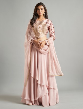 Newest georgette light pink lehenga choli