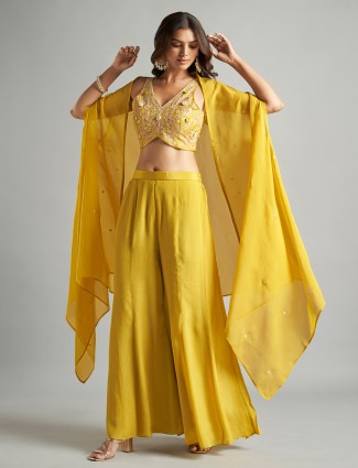 Elegant yellow jacket style palazzo suit