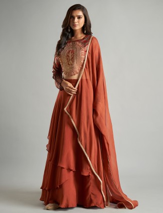 Dazzling brown georgette lehenga choli