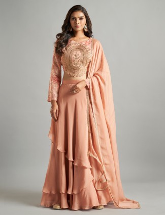 Newest peach lehenga choli with dupatta