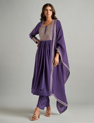 Latest purple chiffon salwar suit