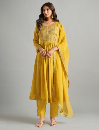 Yellow chiffon salwar suit