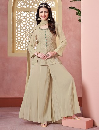 Stunning beige georgette palazzo suit