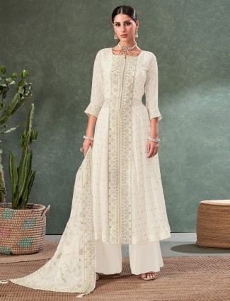 classy white georgette palazzo suit