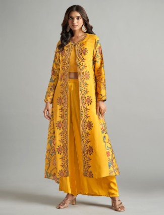 Yellow palazzo suit with long shrug