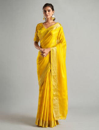 Newest yellow tissue silk saree