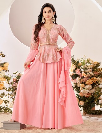 Latest light pink palazzo suit with dupatta