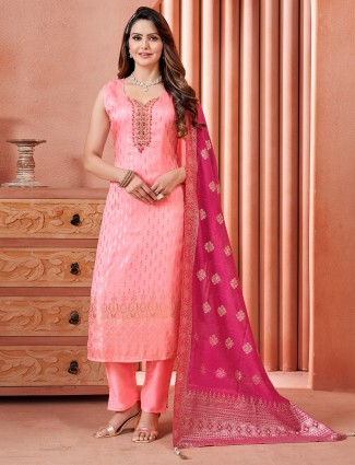 Elegant silk pink salwar suit