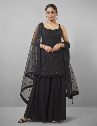 net Latesth black palazzo salwar suit  