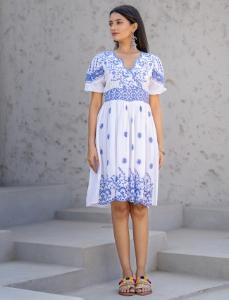 Latest cotton silk white kurti