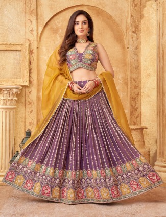 Silk purple lehenga choli for wedding