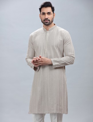 Classiy beige georgette kurta pajama for men