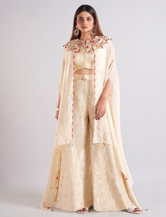 Cream palazzo salwar suit for wedding