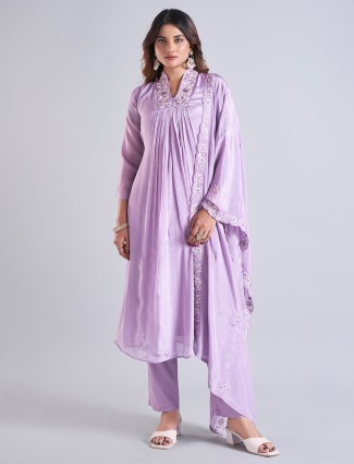 Dazzling lilac purple purple salwar suit