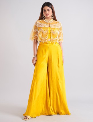 Trendy mustard yellow georgette palazzo salwar suit