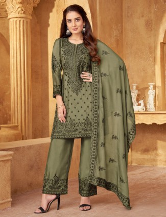Georgette olive salwar suit