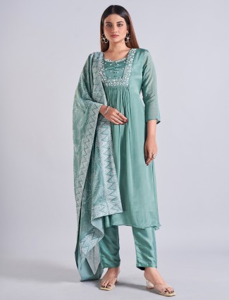 Light purple silk palazzo suit with sequins embellishment