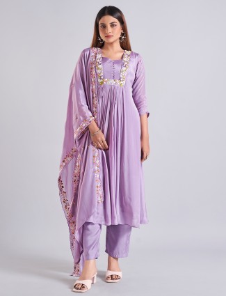 Stylish georgette lilac purple salwar suit