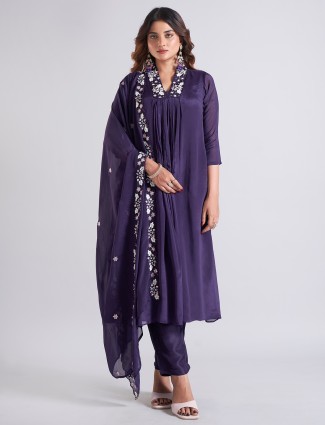 Stunning navy silk salwar suit