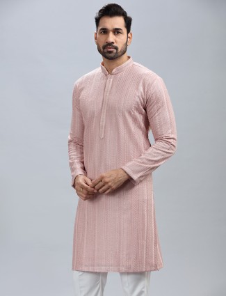 Unique onion pink georgette kurta suit for men