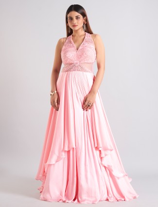 Designer pink silk salwar suit