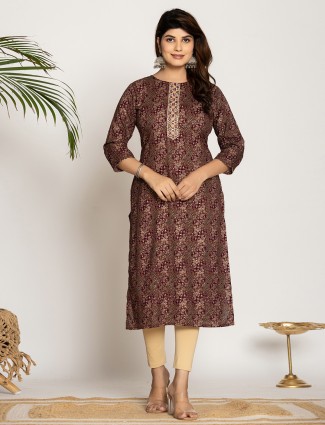 Gorgeous silk wine printed kurti