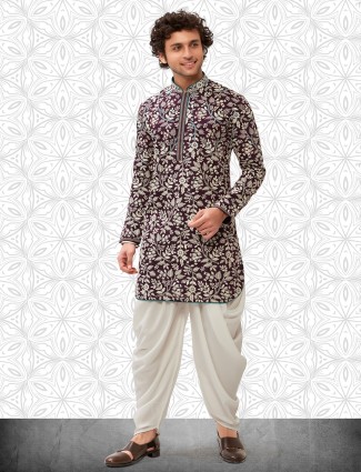 Latest wine georgrette kurta suit for men