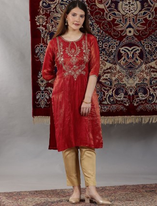 Georgette maroon casual kurti