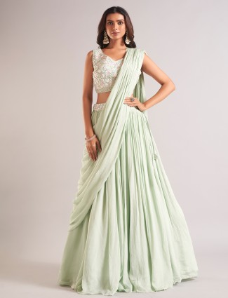 Alluring white silk lehenga choli