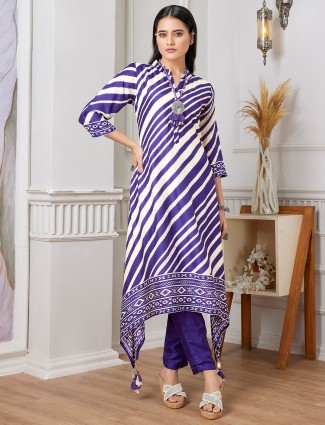 Gorgeous russian silk purple kurti set