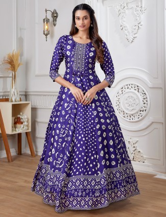 Newest purple russian silk anarkali suit