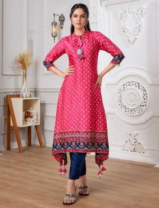 Russian silk rani color kurti set
